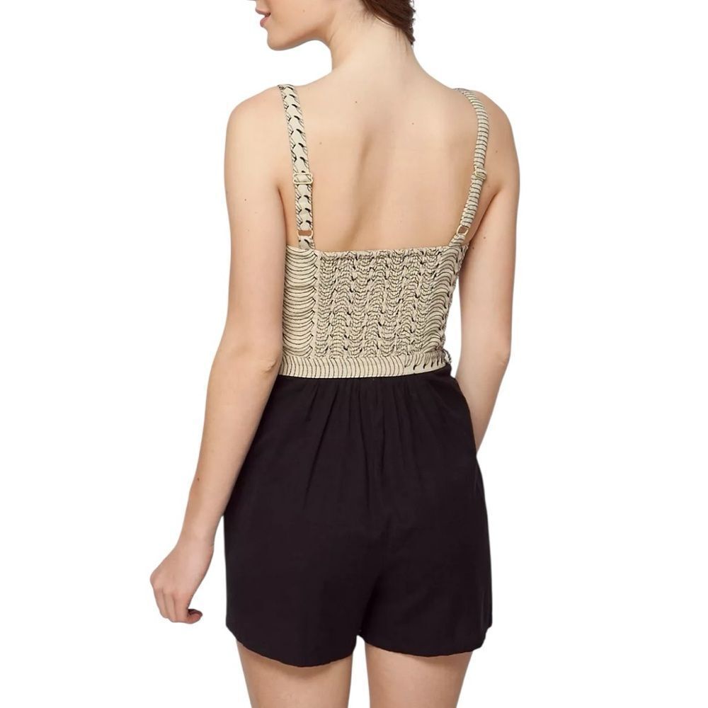 Anthropologie Lilka Black and Cream Sleeveless romper size medium - Picture 2 of 9